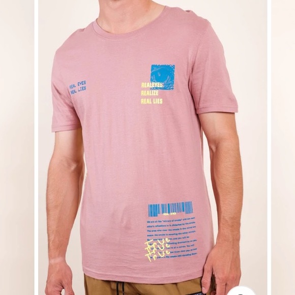 Men’s Brooklyn Cloth Mfg. Co. Dusty Rose Real Eyes Graphic T-Shirt - Picture 4 of 14